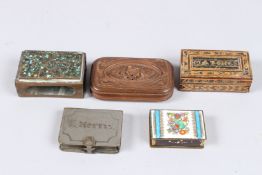 FIVE VARIOUS LITTLE BOXES.