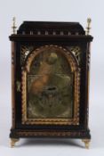 AN 18TH CENTURY BRACKET CLOCK by SEBASTIAN HURS in BRUN, with brass dial, silent strike action.