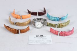 A SUB CHRONO CHROME WRISTWATCH in original box, paperwork and seven straps.