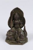 A SMALL BRONZE GOD FIGURE. 4.5ins high.