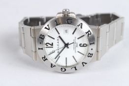 A BULGARI CHRONOMETER with white face. 200m.