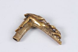 A LEDA AND THE SWAN METAL CANE TOP.