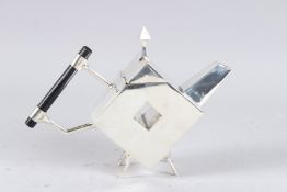 A CHRISTOPHER DRESSER DESIGN SQUARE HOLE TEAPOT.