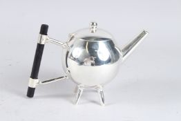 A CHRISTOPHER DRESSER DESIGN GLOBULAR TEAPOT.