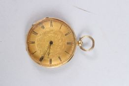 AN EDWARDIAN GOLD POCKET WATCH.