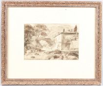 GEORGE WEISSBORT (1928-2013) A rocky stream, arched bridge and house. Watercolour. 8