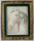 ATTRIBUTED TO CHARLES VERNET head of a horse, crayon and chalk, signed, 42.5 x 32.5cm