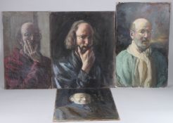 GEORGE WEISSBORT (1928 - 2013) FOUR VARIOUS SELF PORTRAITS OF THE ARTIST. Board. Various sizes.