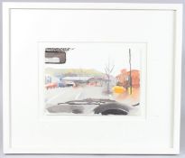 DANNY MARKEY (b.1965) View from a car windscreen, watercolour, 17 x 24cm