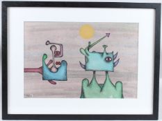 DESMOND MORRIS (b.1928) 'Encroacher 2022' mixed media on paper, signed with initials and dated '