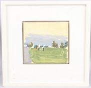 DANNY MARKEY (b.1965) 'Park and Storm Cloud 1997' oil on board, Redfern Gallery label 17 x 18.5cm