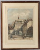 GEORGE FREDERICK PROSSER (c.1800-c.1880) 'The West gate Winchester' hand coloured lithograph, Parker