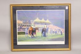 HARRY MATTHEWS (20TH CENTURY) 'Glorious Goodwood' limited edition coloured print, signed in