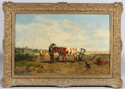 JOHANNES H. L. DE HAAS (DUTCH 1832-1908) countryside scene of a ploughman in the fields, oil on