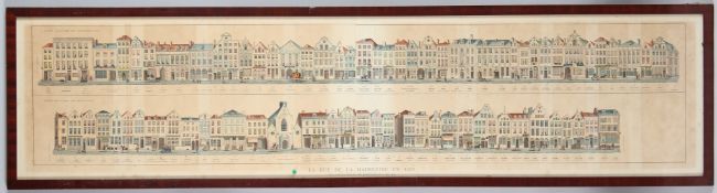 BRUSSELS BELGIUM INTEREST Panoramic view of the Rue de la Madeleine in 1825, annotated with the