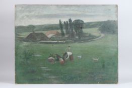 GEORGE WEISSBORT (1928-2013) In the fields. Oil on board, unframed. 22