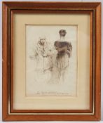 CIRCLE OF JOHN TENNIEL Shakespearean scene with Hamlet and Polonius, sepia ink, inscribed and