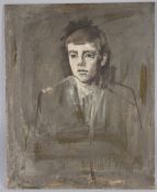 GEORGE WEISSBORT (1928 - 2013) Portrait of a young boy. Oil on board, unframed. 32