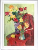 VYACHESLAV PERETA Still life with roses, oil on canvas, signed, 71 x 51cm