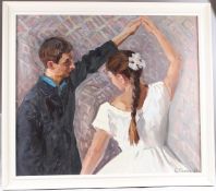 SERGUE GATINE (1923-2001) Dance lesson, oil on canvas, signed, dated '60 66 x 76cm