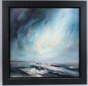 CHRIS & STEVE ROCKS (CONTEMPORARY) 'Blustery Seas I' oil on canvas, signed with initials,