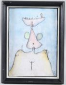 DESMOND MORRIS (b.1928) Surrealist composition, mixed media on paper, signed with initials and dated