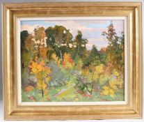 YURI MATUSHEVSKI (1930-1999) Woodland view with Autumn shades, oil on board, signed, 38 x 49cm