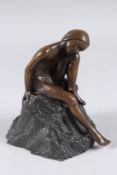 FAITH WINTER FRBS (1927-2017) 'Rock Girl' bronze sculpture, number 7 in and an edition of 9, signed,