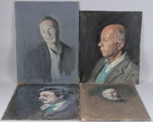 GEORGE WEISSBORT (1928 - 2013) FOUR VARIOUS PORTRAITS, head and shoulders of a man. Board. 21.5