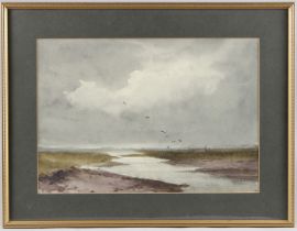 ATTRIBUTED TO WYCLIFFE EGGINTON A peaceful estuary, watercolour, bears attribution on attached