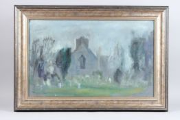GEORGE WEISSBORT (1928-2013) Laughton Church. Signed. Oil on board. 15