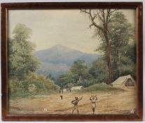 COLONIAL SCHOOL (19TH CENTURY) An armed officer ordering the carriage of stores to a tented camp,