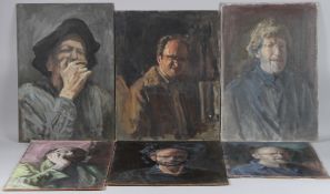 GEORGE WEISSBORT (1928 - 2013) SIX VARIOUS SELF PORTRAITS. Board. All 20