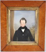EARLY 19TH CENTURY SCHOOL head and shoulders portrait of a gentleman. oil on porcelain panel, 11.5 x