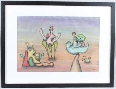 DESMOND MORRIS (b.1928) Surrealist composition, mixed media on paper, signed with initials and dated