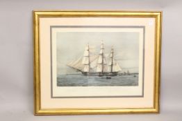 AFTER WILLIAM LIONEL WYLLIE, 'U.S. 44-gun frigate Constitution (Old Ironsides)' coloured aquatint,