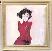 WILDHEART (20TH CENTURY) portrait of a woman in a purple dress, oil on board, signed, 78 x 79cm
