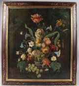 19TH CENTURY SCHOOL Still life of mixed flowers in a vase, oil on canvas, 67 x 59cm