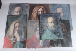 GEORGE WEISSBORT (1928-2013) Six various self portraits. Oil on board, unframed. 15