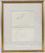 ARCHIBALD THORBURN (1860-1935) Study of birds, two pencil sketches in a single frame, both