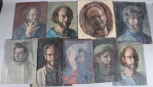 GEORGE WEISSBORT (1928-2013) Nine various oil studies. Portraits. Oil on board, unframed. 14