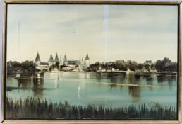 KIT BARKER (1916-1988) 'Chateau Dompierre' oil on canvas, Arthur Tooth gallery label, signed and