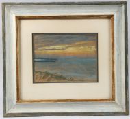 FRANK SHORT (1857-1945) Seascape at sunset, pastel, signed, 18.5 x 25cm