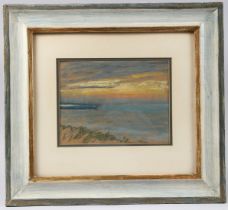 FRANK SHORT (1857-1945) Seascape at sunset, pastel, signed, 18.5 x 25cm