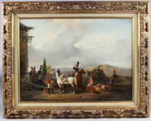 JOZEF JODOCUS MOERENHOUT (1801-1875) A scene at the entrance to a country house with a mounted