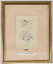 ARCHIBALD THORBURN (1860-1935) pencil sketch of Coal Tits, initialled and dated in pencil, 1921,