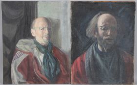 GEORGE WEISSBORT (1928-2013) TWO LARGE SELF PORTRAITS. Oil on board. 24