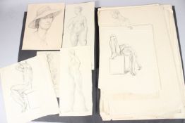 BOOKER (EARLY TO MID 20TH CENTURY) Collection of approximately 40 life class drawings, pencil,