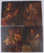 CONTINENTAL SCHOOL (19TH CENTURY) set of four portrait studies of gentlemen, oil on panels, 25.5 x