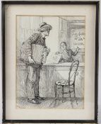 FRANK REYNOLDS (1876-1953) An artist with portfolio of drawings at a publishers office, pen and